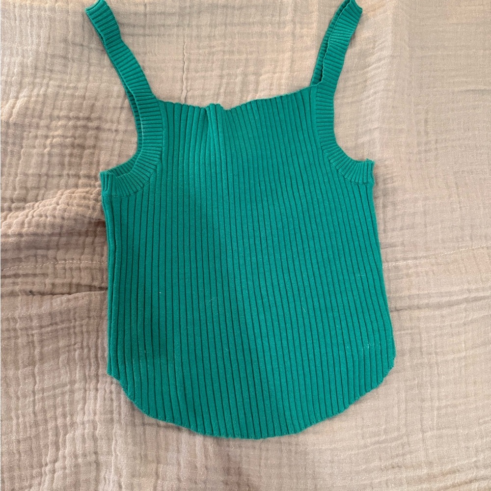 BDG Green Ribbed Tank Top
